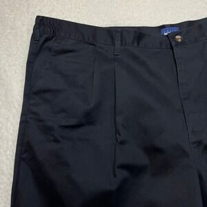 Basic Editions Pants Mens 50x24.5 Navy Blue Pleated Front Chino Hemmed 5573